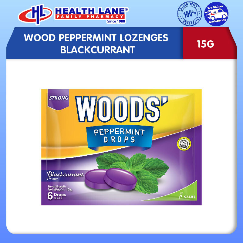 WOODS PEPPERMINT LOZENGES BLACKCURRANT 15G